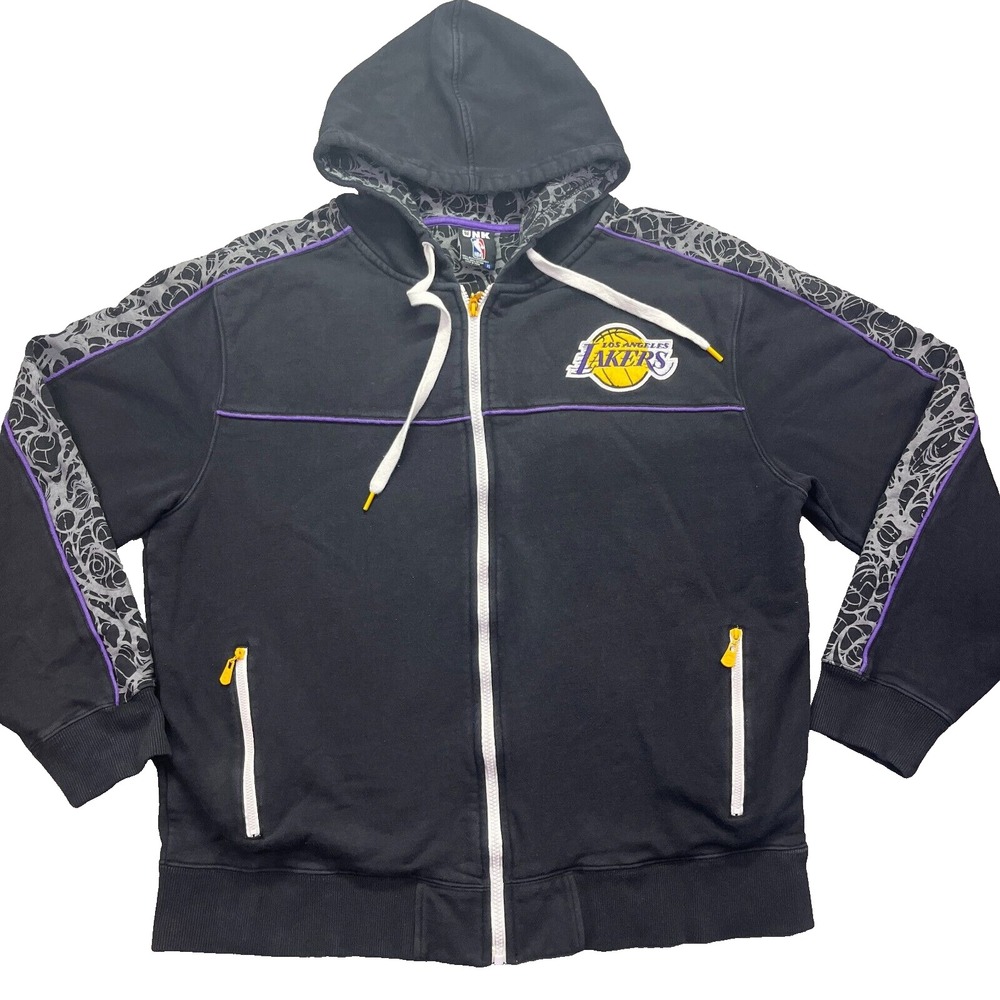 Los Angeles Lakers UNK Stylish‎ NBA Black Full-Zip Embroidered Hoodie Adult XL